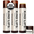 Kind Lips Unscented Lip Balm (3 Pack) – Fragrance Free, Organic & Hypoallergenic Lip Balm for Sensitive, Dry, Cracked Lips – Natural Beeswax Moisturizing Lip Repair