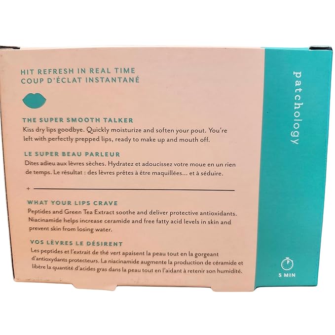 Patchology FlashPatch Hydrating Lip Mask Gels with Hyaluronic Acid, Green Tea & Peptides – Ultra Moisturizing Lip Treatment for Dry Lips – Hydration & Repair (5 Count)