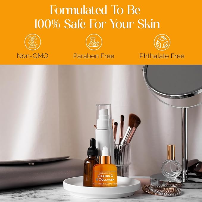 Bella Beauty Vitamin C Serum with Collagen - Dark Spot Reduction, Skin & Anti-Aging - Dermatologist Tested, Cruelty-Free Korean Skin Care for All Skin Types - 1.69 Fl. Oz