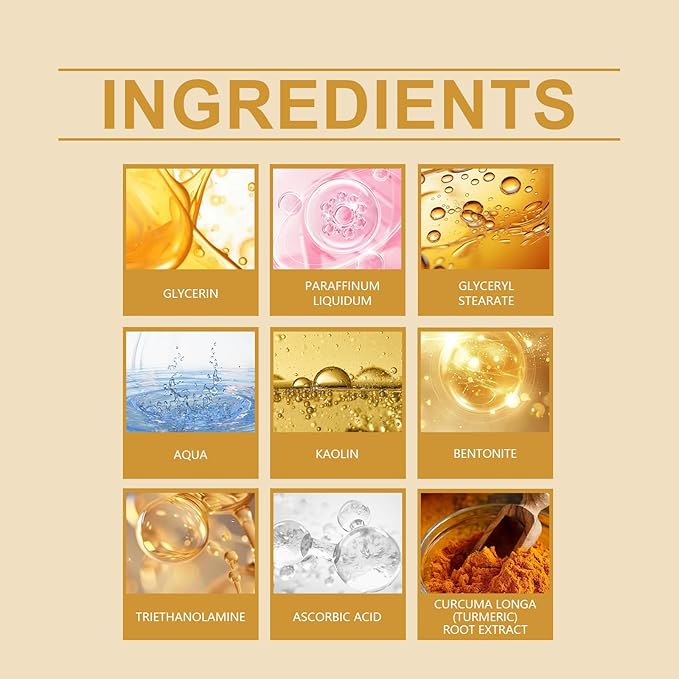 Turmeric Vitamin C Clay Mask, Suitable for Dark Spots and Dull Skin, Deep-Cleaning and Moisturizing Skincare Mask That Can Remove Blackheads and Pores, and Improve Uneven Skin Tone, 4.23 Ounces