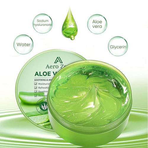 Aero Zen 3-Pack Pure Aloe Vera Gel for Face & Body, 98% Pure Aloe Vera Gel for Skin, Scalp, & Hair, Soothing Aloe Face Moisturizer, Multipurpose Skin Care（30oz）