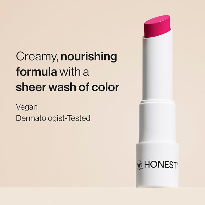 Honest Beauty Moisturizing Vegan Tinted Lip Balm, Antioxidant-Rich Acai Extracts, Avocado Oil, Paraben-Free Cruelty-Free, Dragon Fruit