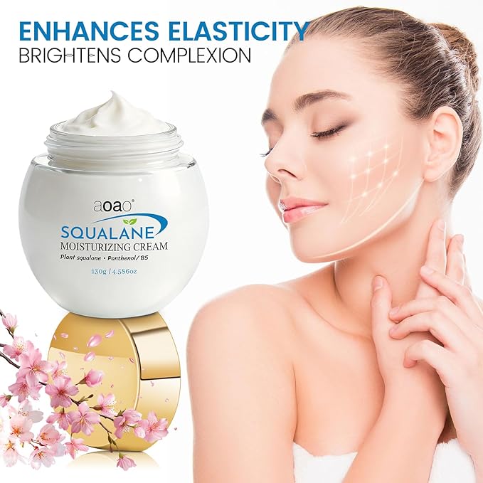 Squalane Face Cream, Ceramide Face moisturizer for Women with Hyaluronic Acid & Panthenol, Moisturizing Treatment for Dry Sensitive Damaged Skin, Nourishing Plant-Derived Formula, 4.59oz Value Size