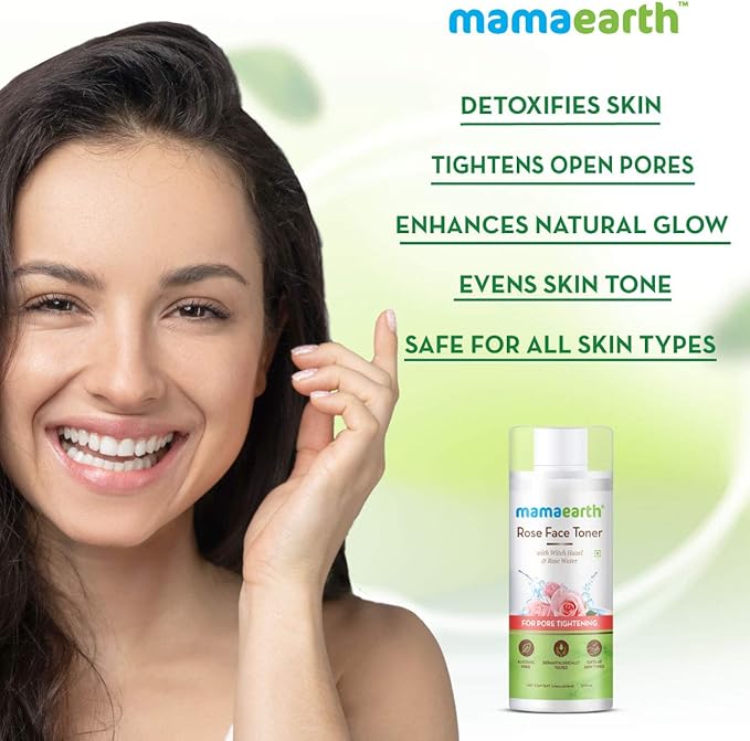 Mamaearth Rose Water Toner with Witch Hazel & Cucumber | Gentle Daily Skin Toner | Alcohol-Free | All Skin Types | 200ml