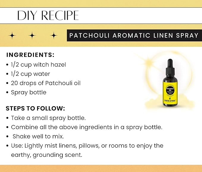 Earth N Pure Patchouli Essential Oil Natural & Therapeutic Grade for Aromatherapy, Skin & Hair Care with Glass Dropper 30 ml