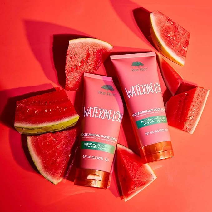 Tree Hut Watermelon Moisturizing Body Lotion | Ceramide and Squalene Formula Helps Protect Skin | Long-lasting Hydration Leaves Skin Feeling Soft & Moisturized | 8.5 fl oz. (Pack of 3)