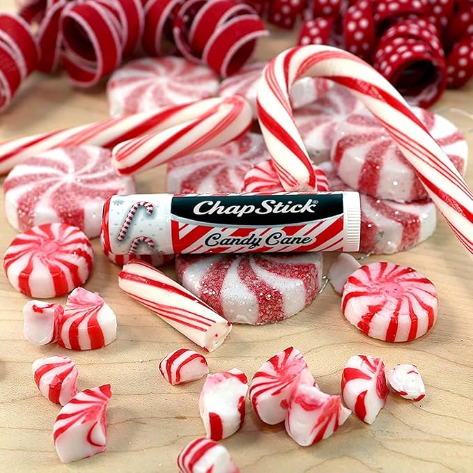 ChapStick Bulk Lip Balm, Candy Cane Packs (12 Sticks) – Fresh & Minty Lip Moisturizer, Stocking Stuffer, 0.15 Oz Ea