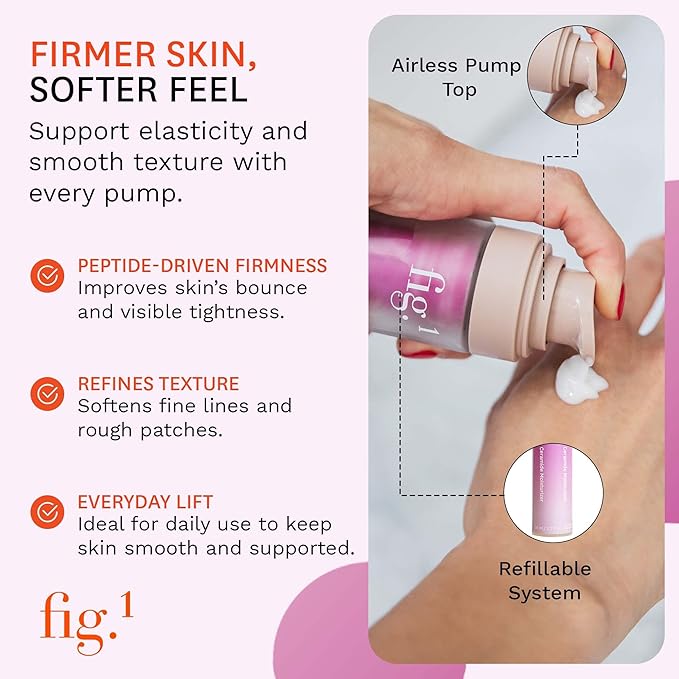 Fig.1 Ceramide Face Moisturizer for Women | Hydrating Daily Facial Moisturizer with Peptides, Hyaluronic Acid & Squalane | Lightweight, Non-Comedogenic, Fragrance-Free, Refillable – 1.7 fl oz