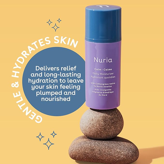 Nuria - Calm Daily Moisturizer for Face, Fragrance-free Face Moisturizer for Sensitive Skin, With Cotton Grass, Shea Butter, and Cocoa Butter, 30mL/1 fl oz