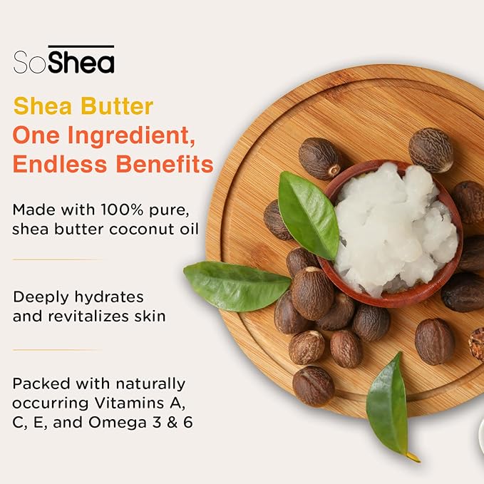 SoShea Whipped Shea Butter Unscented Ivory Original - Nourishes, Moisturizes & Renews | 100% African Pure Shea Butter | Cold-Pressed & Cold-Processed | No Dyes & Parabens | Vegan | 11.50oz / 326g