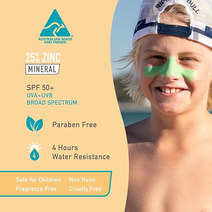 Sun Zapper Zinc Oxide Sunscreen Stick SPF 50+ Green – Colored Mineral Sunscreen Stick for Face, Water Resistant Sunblock for Kids and Adults, Broad Spectrum, Travel Size 12g (0.42 oz), Australian Made