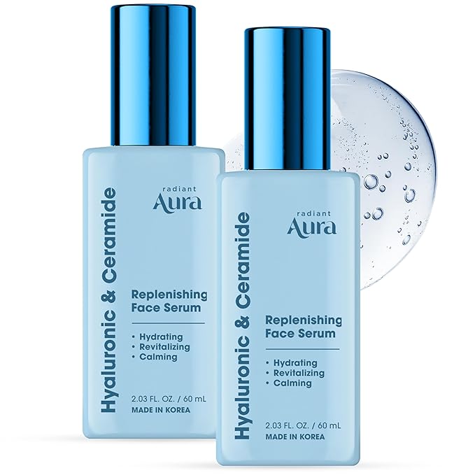 Ceramide & Hyaluronic Acid Serum For Face – Dermatologist Tested, Anti Aging, Korean Skin Care – Deep Hydration, Plumps Fine Lines, Barrier Support – Vegan, Clean Beauty – Pack of 2