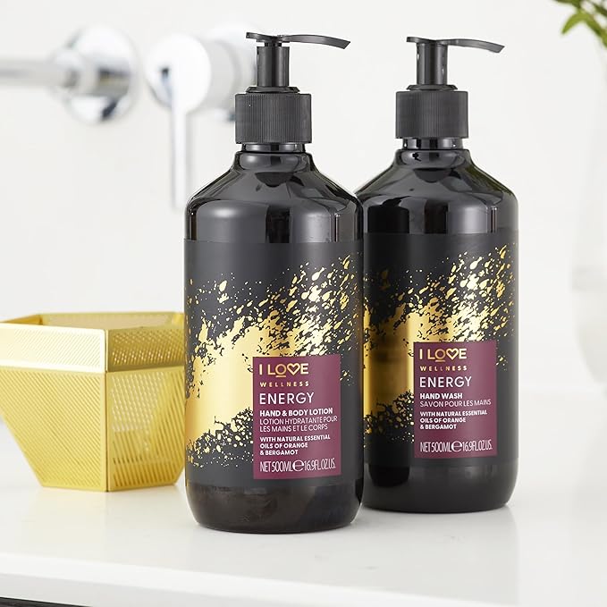 I LOVE Wellness Energy Hand and Body Lotion - Moisturizing Lotion for Dry Skin - Vitamin E Lotion - Orange and Bergamot Scent - 16.9 oz