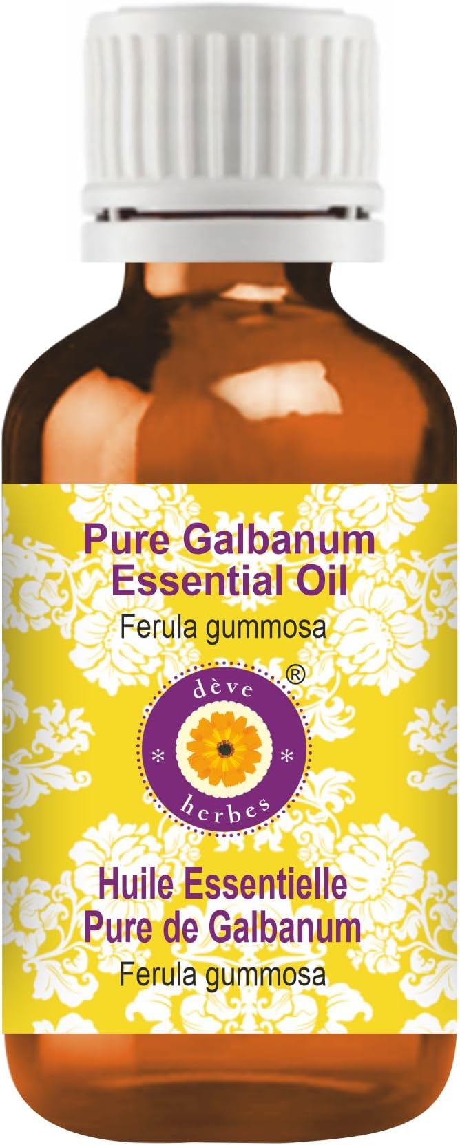 dève herbes Galbanum Essential Oil (Ferula gummosa) Pure | Non-Sticky | Non-Greasy | Lightweight | Men & Women | All Skin Types | Steam Distilled 30ml (1 oz)