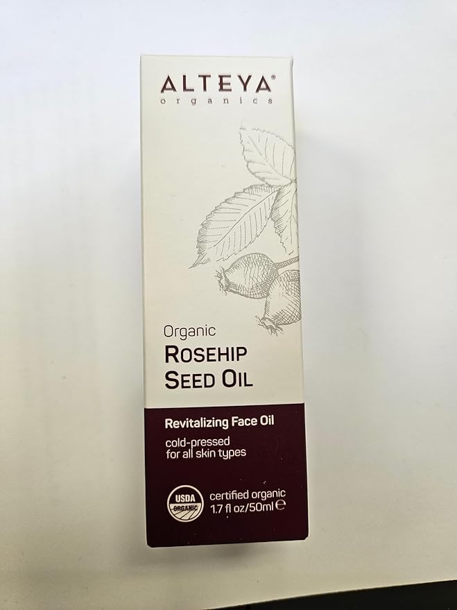 Alteya Rosehip Seed Oil USDA Certified Organic Face Oil, 1.7 Fl Oz/50mL Glass Bottles with Pipette, All-Natural Moisturizer