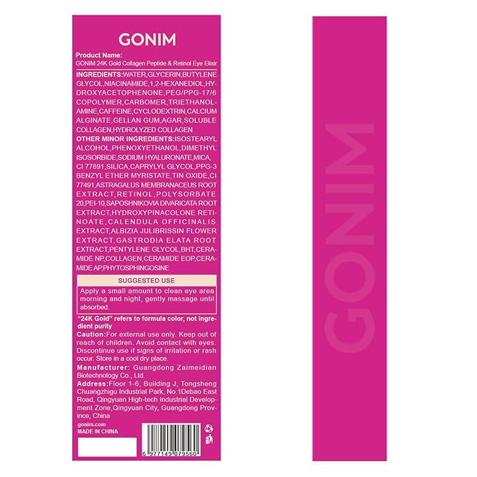 GONIM Eye Serum with Caffeine, Collagen Peptides, Niacinamide & Retinol Eye Cream for Fine Lines, Dark Circles and Puffiness, Hydrating Gel Base, Anti Aging, Reduce Wrinkles, Uneven Skin Tone,10ml x 2
