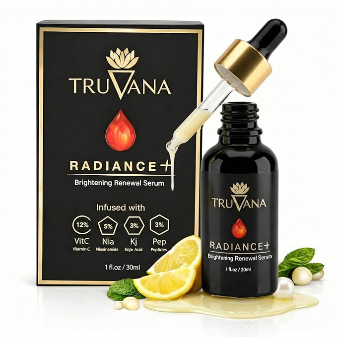 Radiance Brightening Firming Serum with 12% Vitamin C, RadianSkin, Niacinamide, Retinol,Hyaluronic Acid, Kojic Acid,Peptides, Reduce Dark Spots, Uneven Skin Tone, Smooth Fine Lines, 1 fl oz