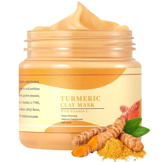 Clay Mud Face Mask for Women,Turmeric VC Dead Sea Mud Facial Mask Skincare,Deeping Cleansing,Oil Control,Hydrating Face Cleaning Clay Masks for All Skin Types (4.2OZ)