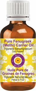 Deve Herbes Fenugreek (Methi) Carrier Oil (Trigonella foenumgraecum) | Cold Pressed | Pure | for Diluting Essential Oils | Hair, Skin & Massage | Non-Sticky | Lightweight | Unisex | 30ml (1 oz)