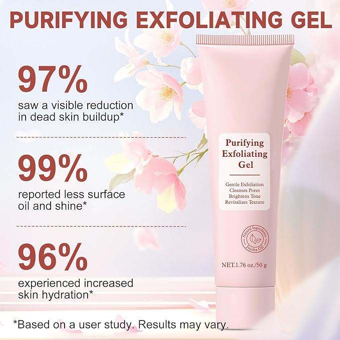 Purifying Exfoliating Gel, Facial Exfoliator Cleanser, Face Scrub, Natural Exfoliating Gel Purifying Cream, Gentle for Face Body, Deep Cleansing for All Skin (2PCS)