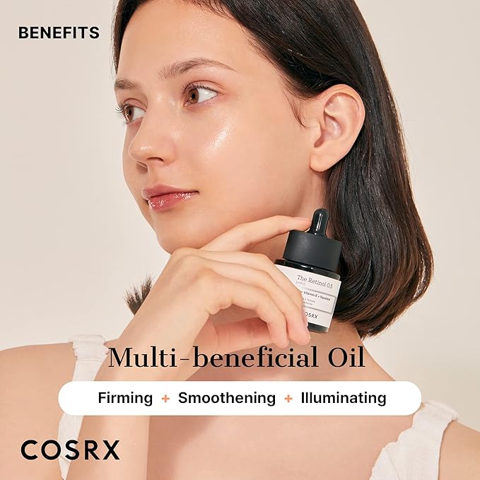 COSRX Retinol 0.5 Oil, Anti-aging Serum with 0.5% Retinoid Treatment for Face, Reduce Wrinkles, Fine Lines, Gentle Skincare for Day & Night, Not Tested on Animals, Korean Skin Care