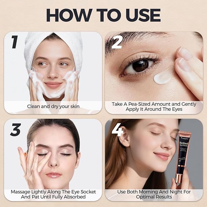 Retinol Under Eye Cream – Anti-Aging Cream for Dark Circles, Puffiness & Wrinkles with Caffeine & Peptide Firming & Hydrating Formula to Reduce Fine Lines 0.7 Fl.Oz