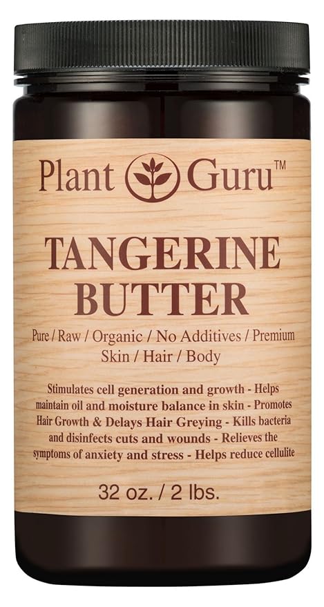 Tangerine Body Butter 32 oz. 100% Pure Raw Fresh Natural Cold Pressed. Skin Body and Hair Moisturizer, DIY Creams, Balms, Lotions, Soaps.