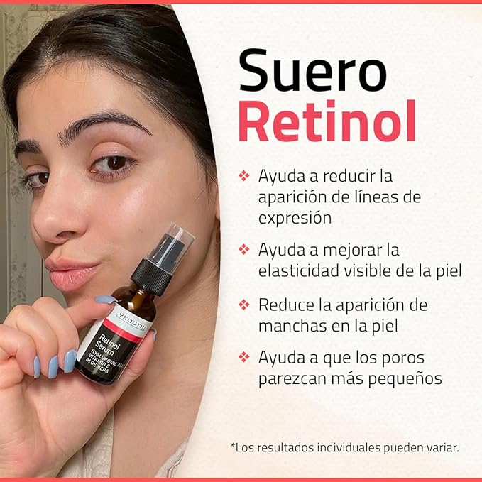 YEOUTH Retinol Serum for Face with Hyaluronic Acid & Vitamin E, Hydrating Retinol Face Serum for Women & Men, Facial Skin Care for Even Skin Tone - 1oz