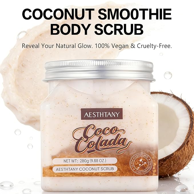 Coconut Body Scrub & Body Scrub Moisturizing and Exfoliating Body, Face, Hand, Foot Scrub,Deep Cleansing 350ml (280g, coconut)