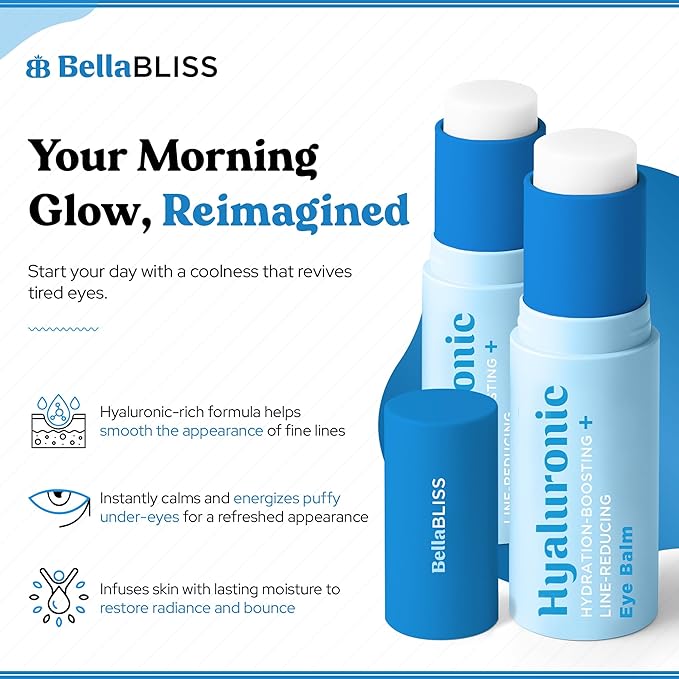 Bella Bliss Hyaluronic Eye Balm – Hydrating Under Eye Cream for Fine Lines, Puffiness & Dryness – Anti-Aging Formula – With Hyaluronic Acid – Made in Korea – 0.35 oz / 10g – Pack of 2