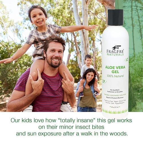 All-Natural Aloe Vera Gel 8 oz - No Synthetic Carbomer or Acrylate - 100% Natural Aloe Vera Soothing Gel - After Sun Exposure Skin Care - Fragrance Free Vegan Gluten Free