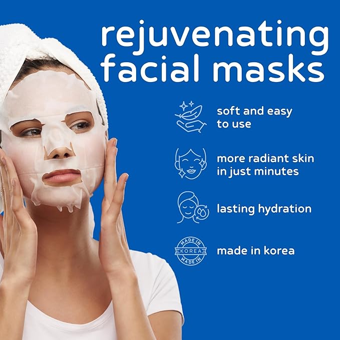 PB & JAY Purenature Facial Mask – Premium Quality Korean Sheet Mask for Firm, Supple Skin – Korean Collagen Essence Hydrating Facemask Sheet (Collagen)