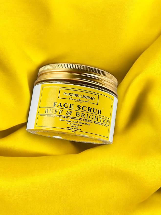 Natural Turmeric Facial Exfoliant with Niacinamide and Shea - Fragrance Free Face Sugar Scrub for Glowing Skin