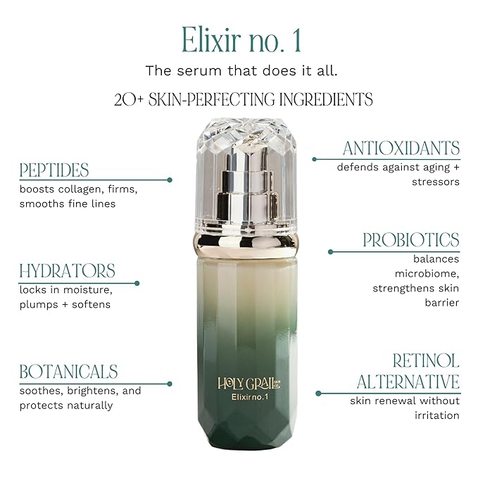 Elixir no. 1 – Face Serum with Peptides, Bakuchiol, Niacinamide & CoQ10 – 40 mL – Reduces Fine Lines, Firms, Brightens – Vegan, gentle ingredients, Clean, Sustainable