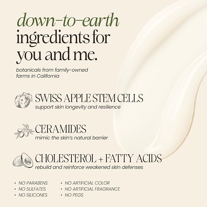 Mudita Earth Swiss Apple Stem Cell Cream – Rich Vegan Ceramide Moisturizer for Dry & Stressed Skin – Night & Recovery Face Cream with Ceramides, Ferments & Swiss Apple – Non-Greasy, Non-Comedogenic