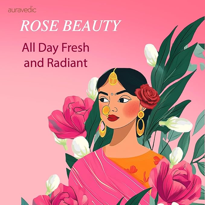 Auravedic Rose Water Toner Spray for Face | Natural Facial Mist for Glowing Skin with Damask Rose | Hydrates, Soothes & Clarifies | Maintains Skin's pH | 3.38 Fl Oz (100ml)