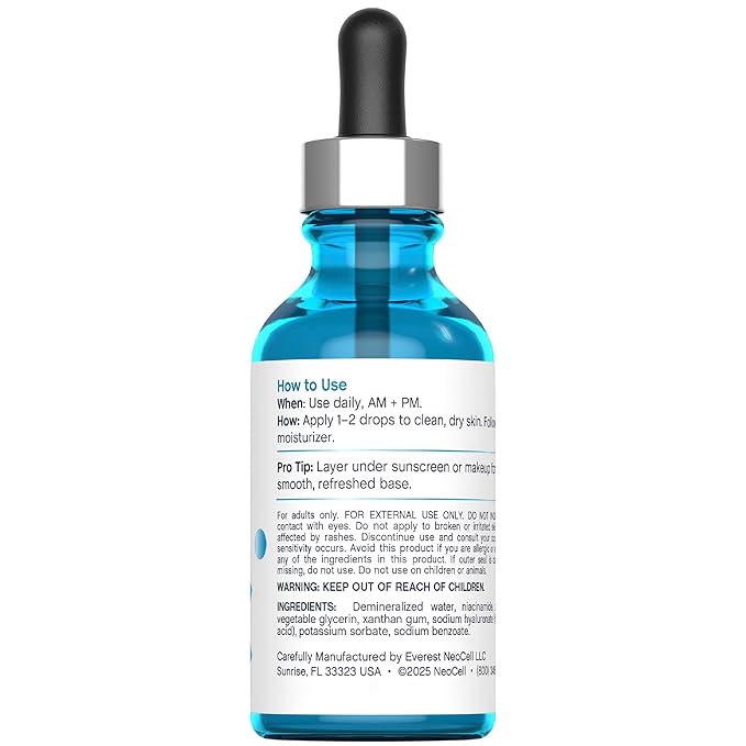 NeoCell Niacinamide Hyaluronic Acid Serum | 2 fl oz | Plus Zinc | Moisturizing Formula | for Face and Neck | Advanced Skincare