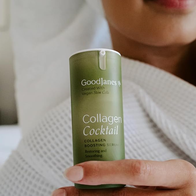 GoodJanes Collagen Cocktail Boosting Serum with Vegan Collagen, Vitamin C, Niacinamide & Copper Peptides – Plant-Based Stem Cell Treatment for Radiant, Firm-Looking Skin, 0.5 oz