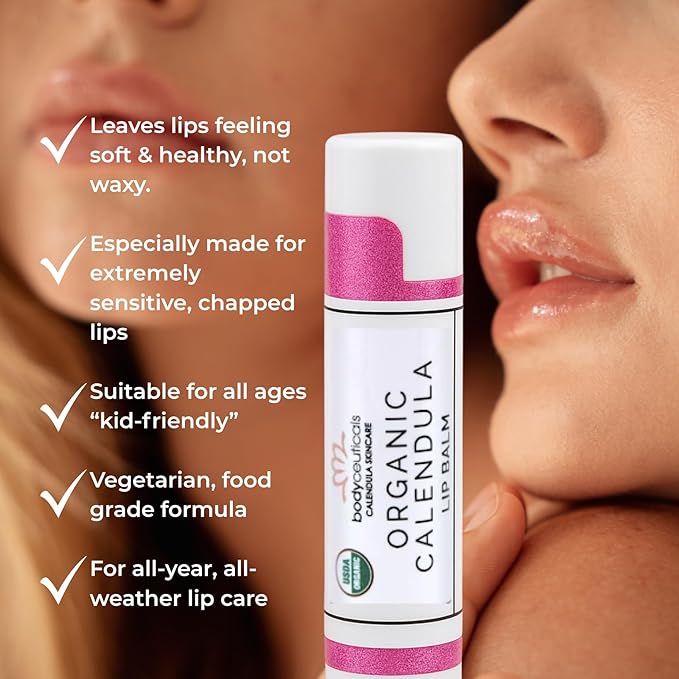 2 Pack Organic Calendula + Raspberry Lip Balm