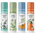 Badger Classic Organic Lip Balm Set - Green Box, Long Lasting Lip Moisturizer Gift Set, Light Silky Texture, All Natural Lip Balm Variety Pack Lip-Set (Unscented, Tea Tree, Mint & Tangerine), 4 pack