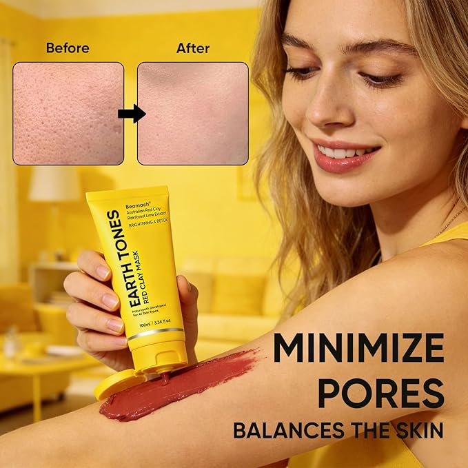 Australian Red Clay Face Mask, Earth Tones Face Mask, Mineral-Rich Purifying Mud Mask with Desert Lime, Rainforest Lime Extracts & Shea Butter, Smoother Skin, All Skin Types, 100 ML (1)