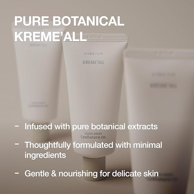 KREME' ALL – Korean Organic Face Cream & Lotion, All-in-One Moisturizer for Dry Skin, Deep Hydration, Nourishing & Soothing Care, Non-Toxic Skincare (2.82 fl oz / 80g)