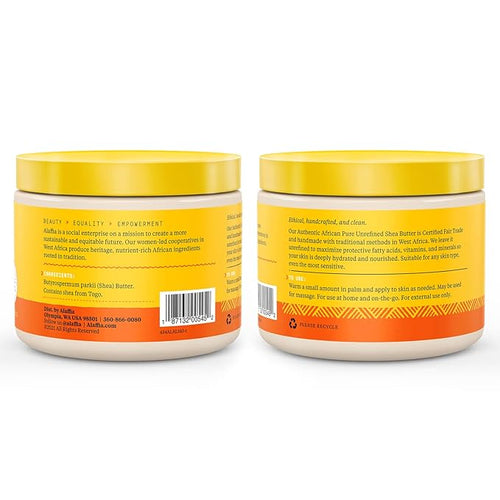 Alaffia EveryDay Shea Authentic Shea Butter, All Skin Types, Help Moisturize and Soften Skin with Shea Butter, Unscented, (2 Pack-11 Fl Oz Ea)