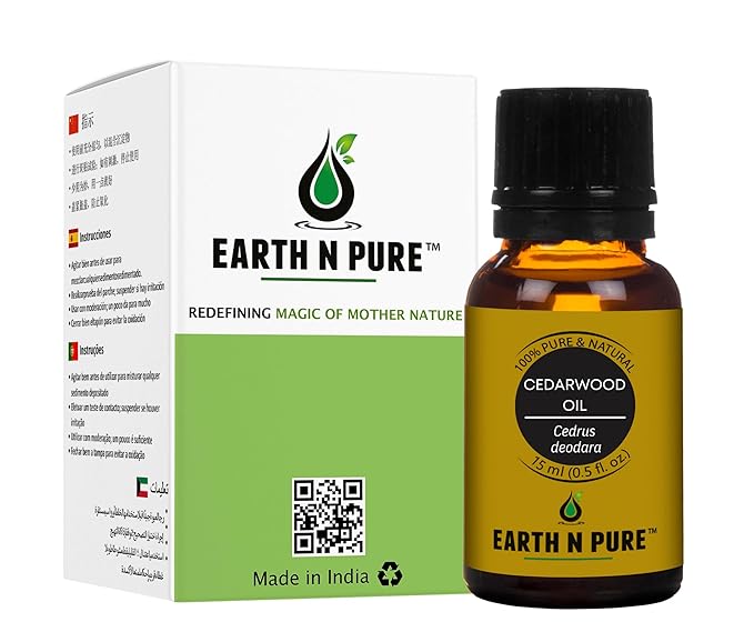 Earth N Pure Cedarwood Essential Oil for Skin and Hair | Natural and Therapeutic Grade | 15 ML