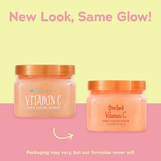 Tree Hut Vitamin C Shea Sugar Scrub, Exfoliating Body Scrub Removes Dead, Dry Skin for a Soft & Hydrated Feel, Nourishing Essential Body Care, 18 fl oz.