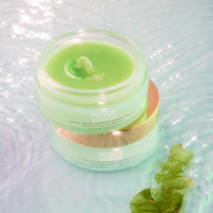 KORA Organics Active Algae Calming Cleansing Balm, Balancing Facial Cleanser to Help Reduce Redness & Blemishes, Melt Away Makeup & Sunscreen, Face Wash for Men and Women, 3.38 fl oz
