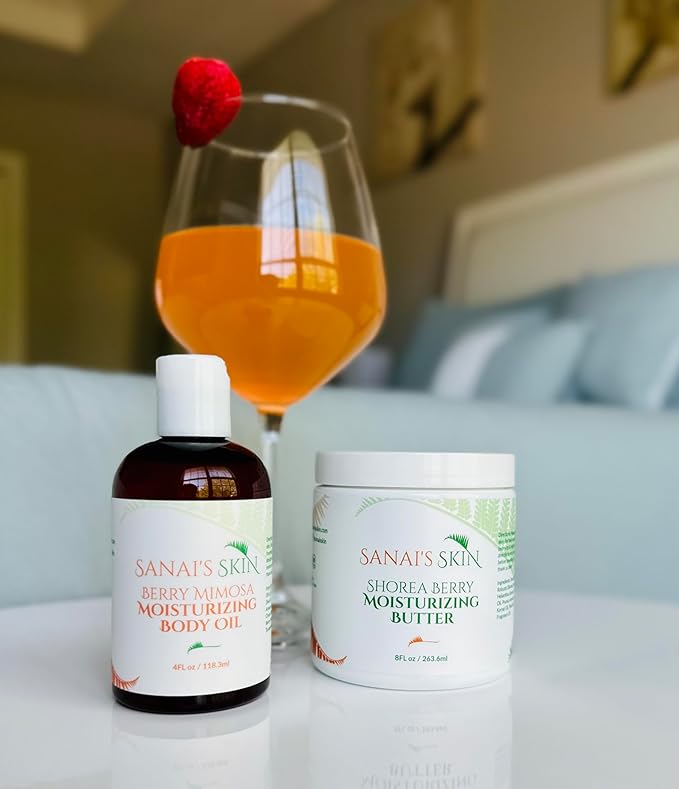 Sanai's Skin Moisturizing Body Butter | Shorea Berry Moisturizing Butter | Moisturizing & Nourishing for Normal to Eczema Skin | Shea Butter, Shorea Butter, Sweet Almond Oil - 8 oz