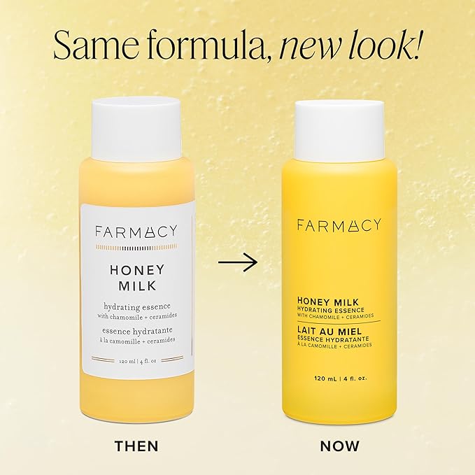 Farmacy Honey Milk Face Essence - Hydrating Milky Toner with Honey, Ceramides + Chamomile - Helps Strengthen Skin Barrier + Replenish Moisture - Soothing + Calming Skincare (50ml)