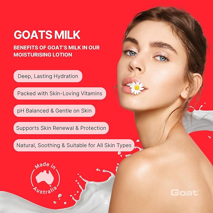 Goat Milk Lotion - Moisturizing - Non Greasy - 17 oz Enriched Milk, Suitable for Dry, Itchy or Sensitive Skin - Made in Australia - Manuka Honey
