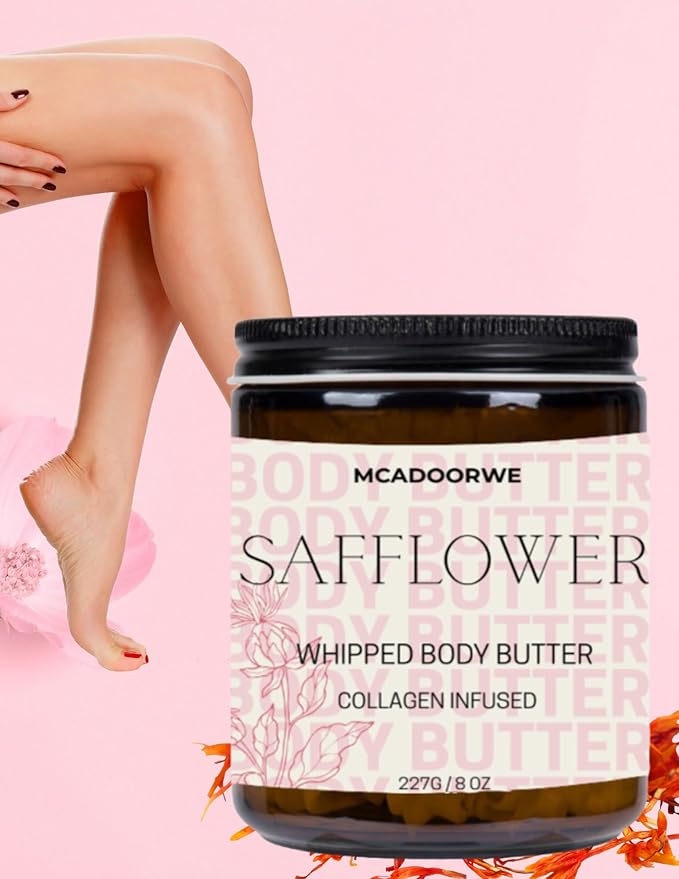 Safflower Whipped Body Butter | Handcrafted Organic Shea and Cocoa Butter Blend |8oz|